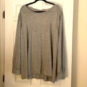 Loft Gray Blouse with Peekaboo Accent on Back